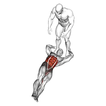 Assisted Lying Leg Raise With Lateral Throw Down