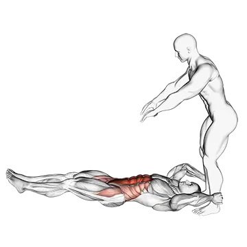 Assisted Lying Leg Raise With Throw Down