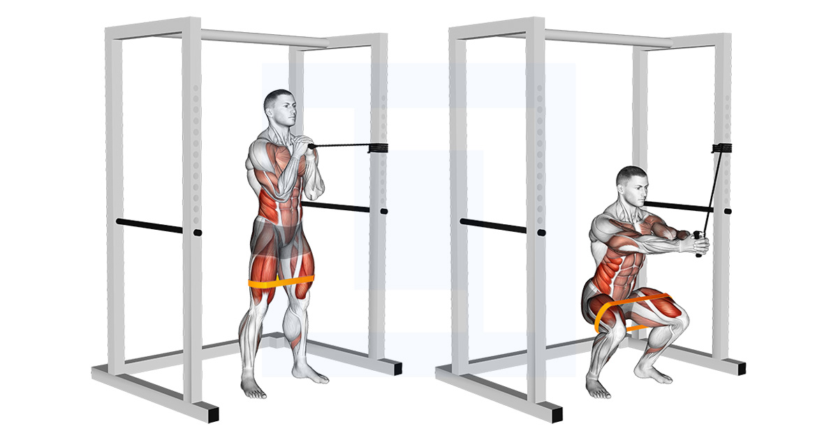 Band Horizontal Pallof Press With Resistance Band Squat