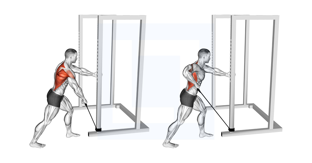 Band One Arm Standing Wide Grip Low Row