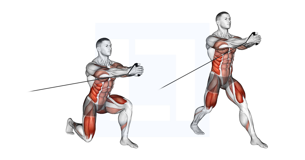 Band Split Squat With Horizontal Pallof Hold