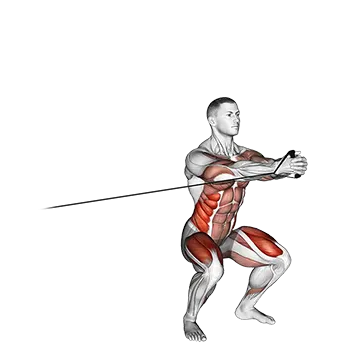 Band Squat With Horizontal Pallof Hold
