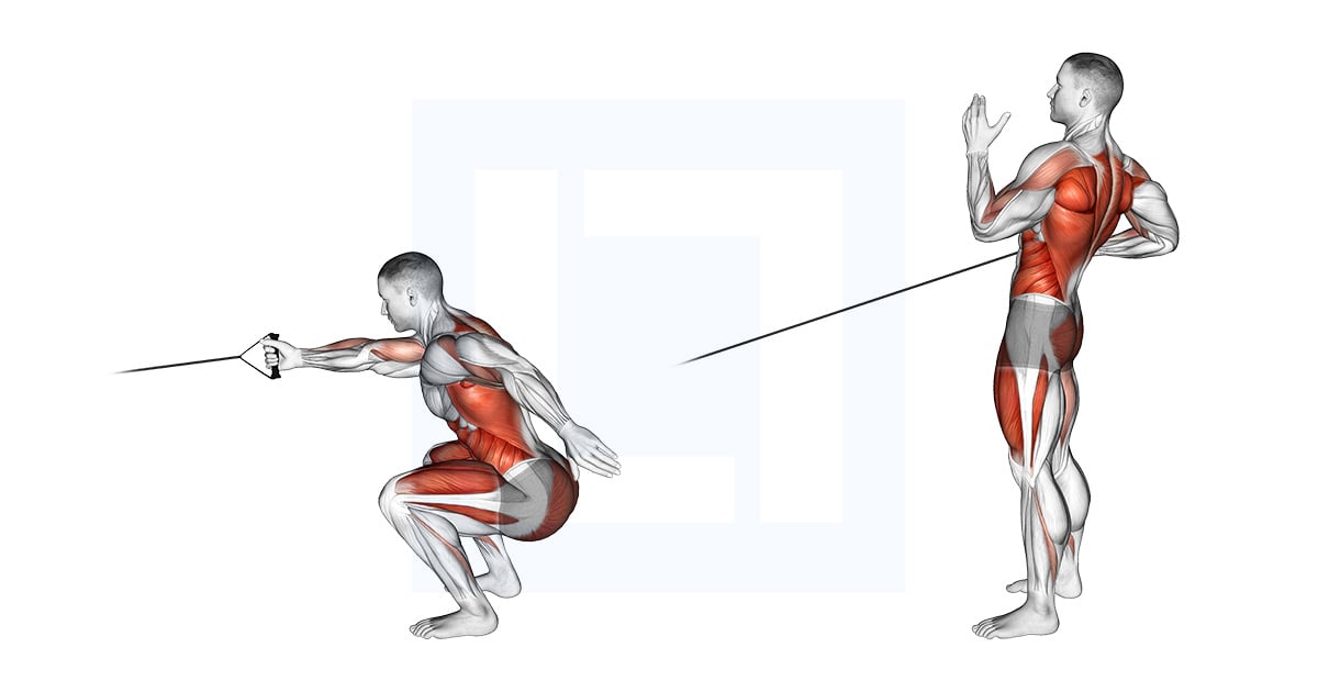 Band Squat With Single Arm Row