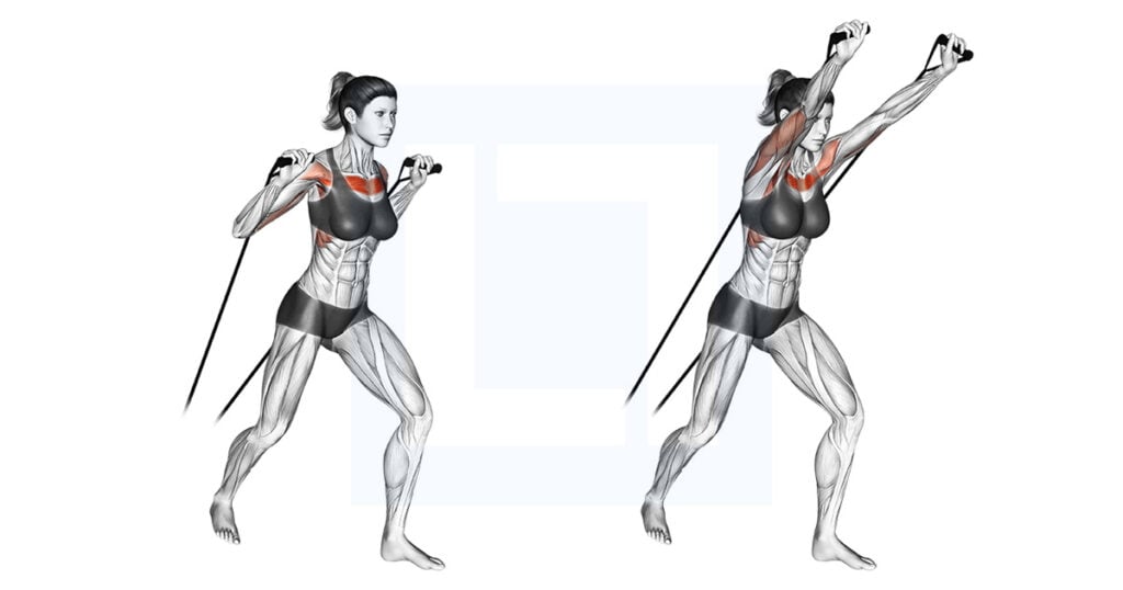 Band Standing Incline Chest Press