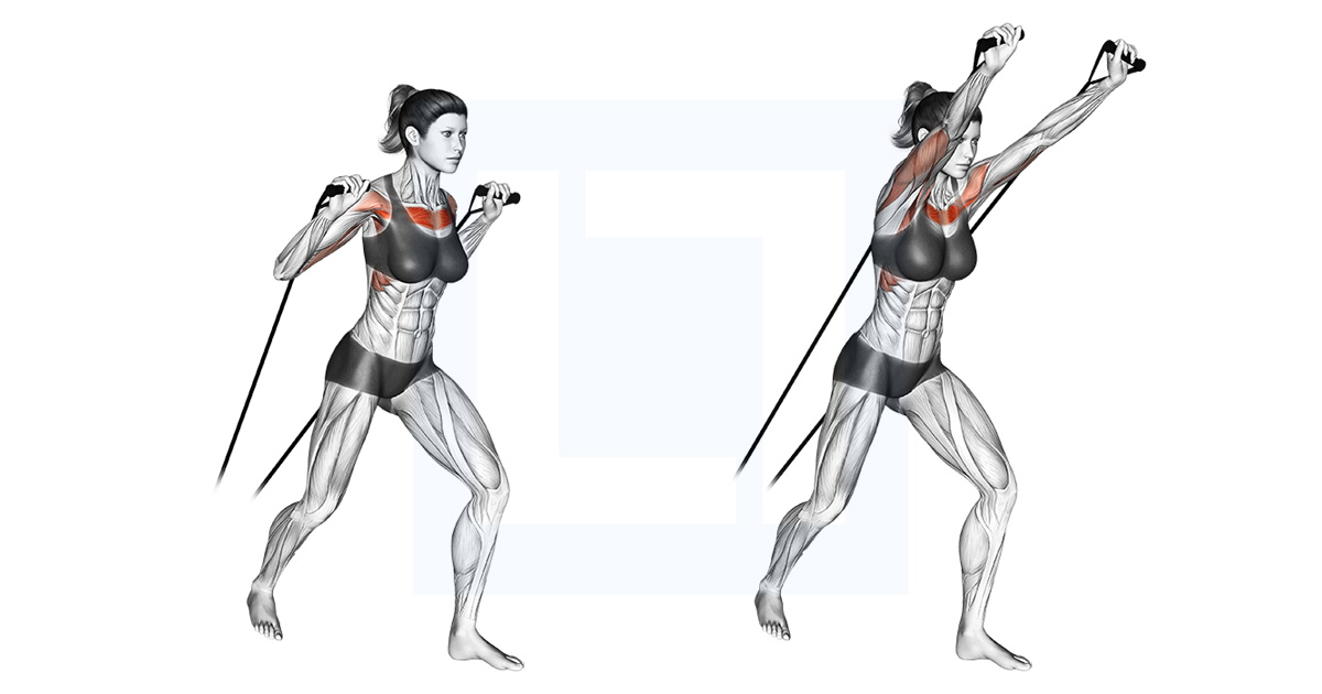 Band Standing Incline Chest Press