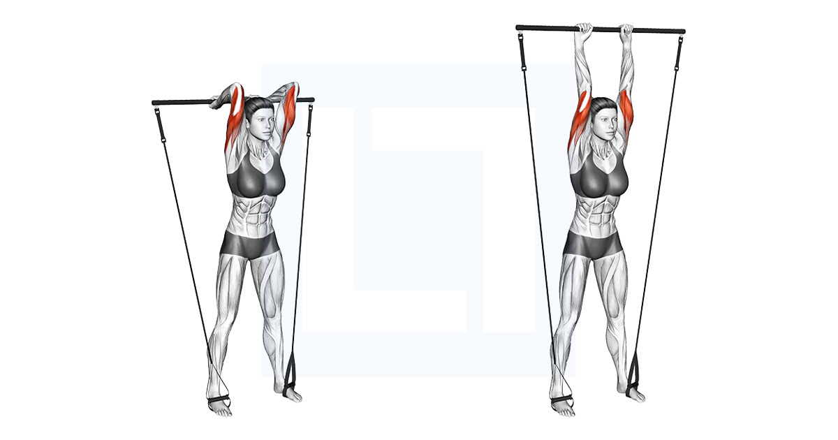Bar Band Overhead Triceps Extension