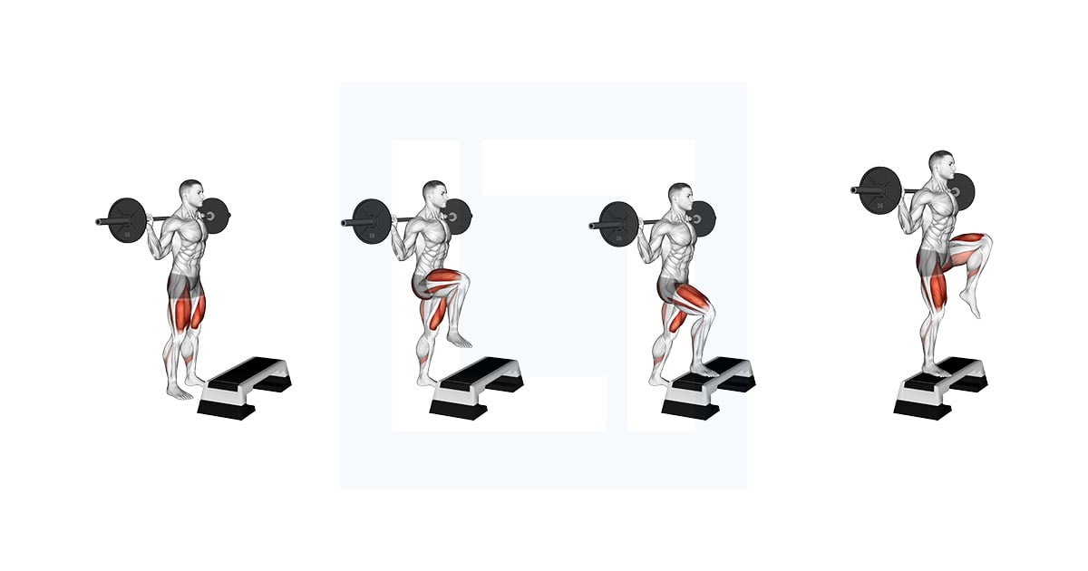 Barbell Knee Raise Step Up