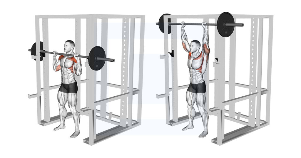 Barbell Standing Shoulder Pin Press: Dead Stop OHP