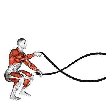 Battling Ropes Alternate Arms Jump Squat