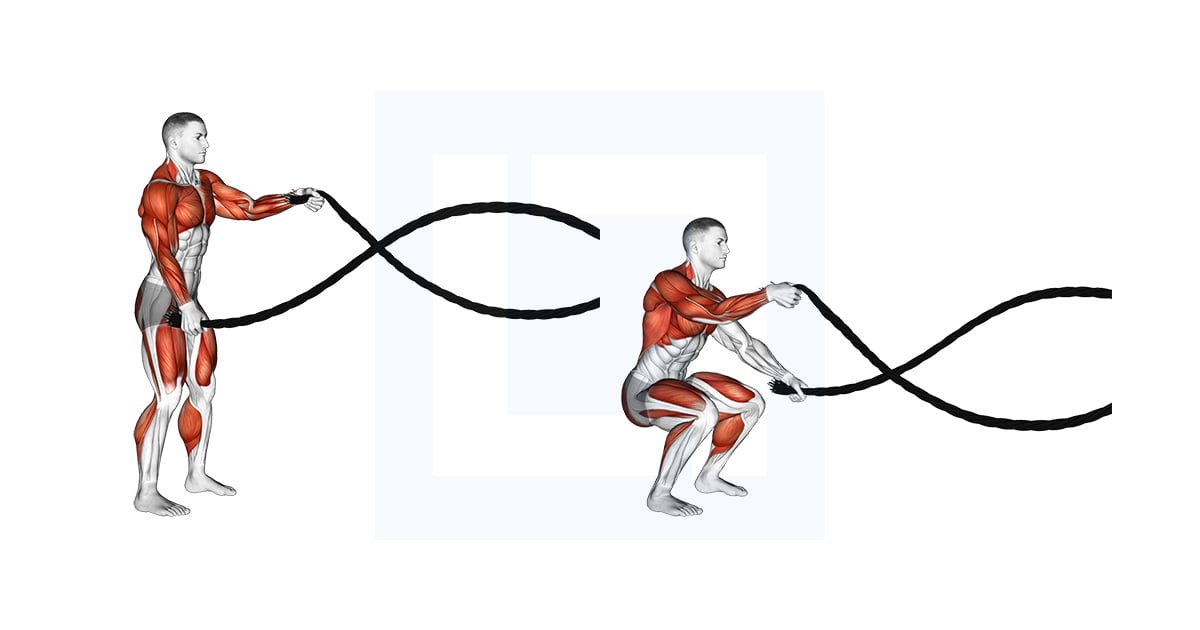 Battling Ropes Alternate Arms Squat