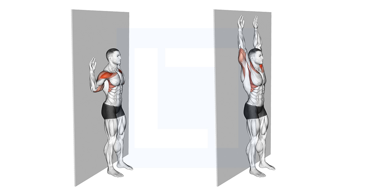 Bodyweight Standing Military Press Wall Supported