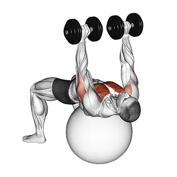 Dumbbell Alternate Chest Press on Stability Ball