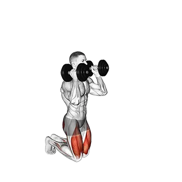 Dumbbell Kneeling Hold to Stand Clean Grip