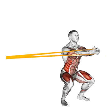 Resistance Band Squat With Horizontal Pallof Hold