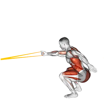 Resistance Band Squat With Single Arm Row