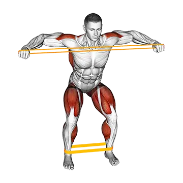 Resistance Band Squatting Front Warming Up