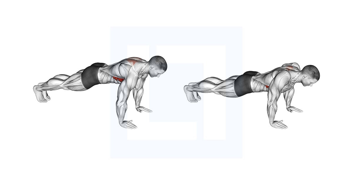 Scapular push-up technique showing shoulder blade control