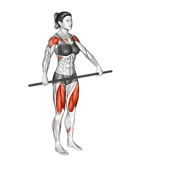 Stick Lunge With Overhead Raise Stretch