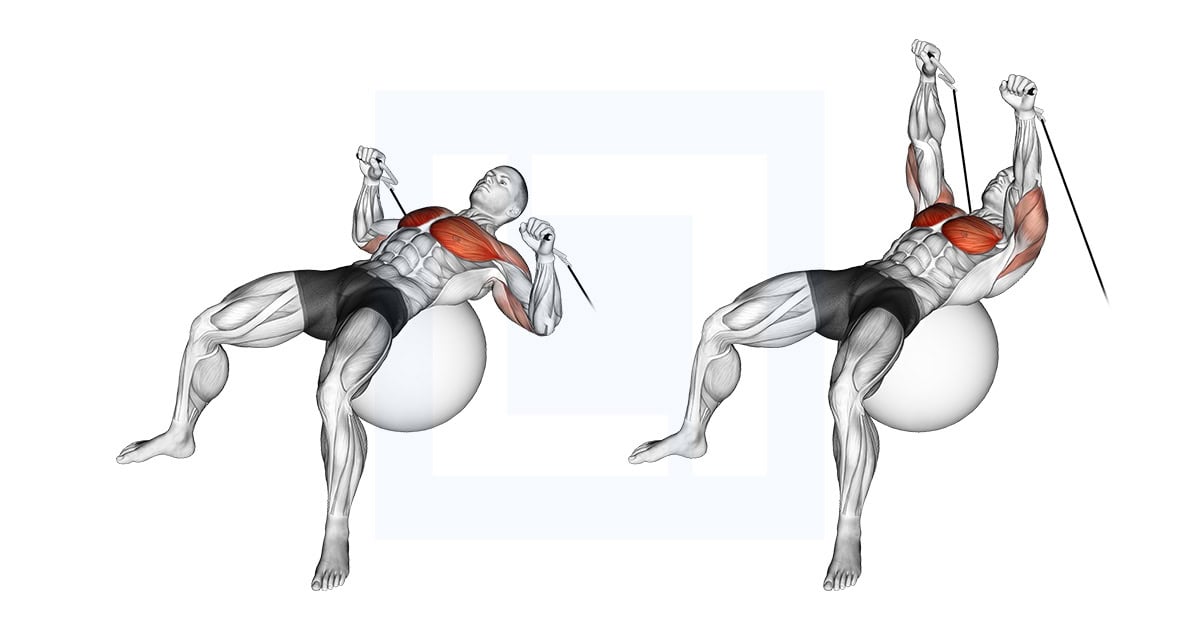 Cable Press On Exercise Ball