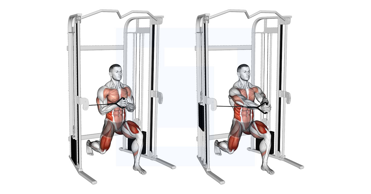 Cable Split Stance Horizontal Pallof Press