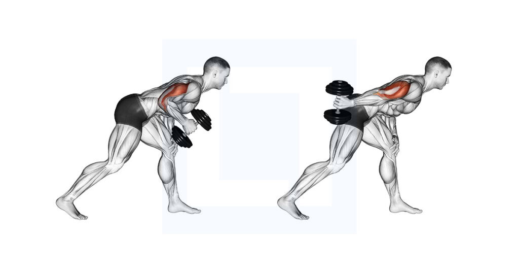 Kick Back Post Dumbbell One Arm Kickback: Single Arm Tricep