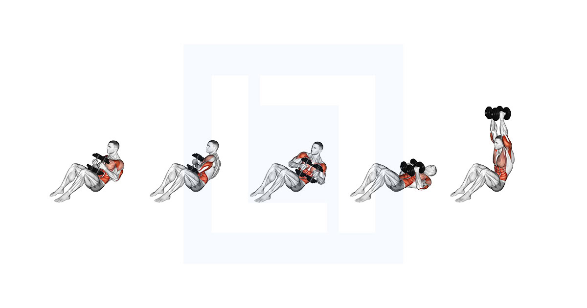 Dumbbell Russian Twist Close Grip Shoulder Press Sit Up