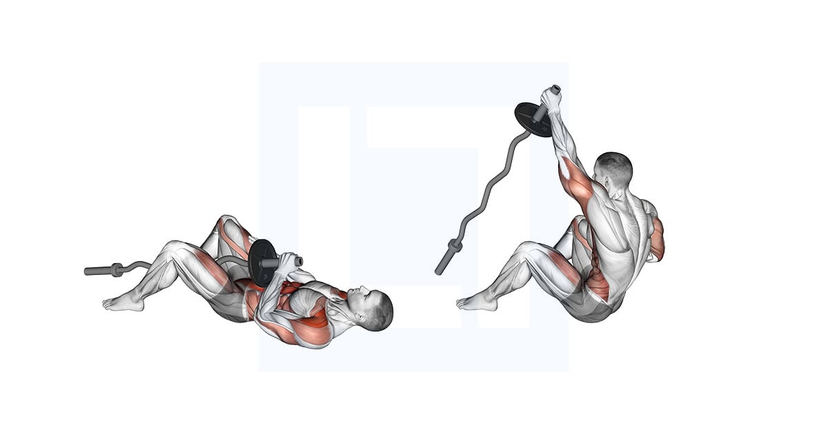 EZ-Bar Shoulder Press Sit-Up