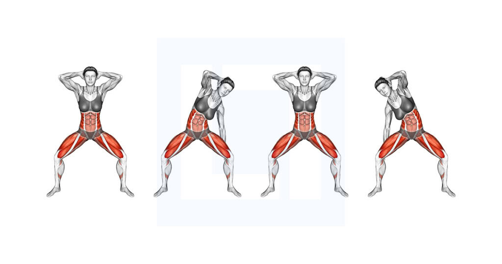 Side Reach Half Squat Side Reach: Squat with Side Bend
