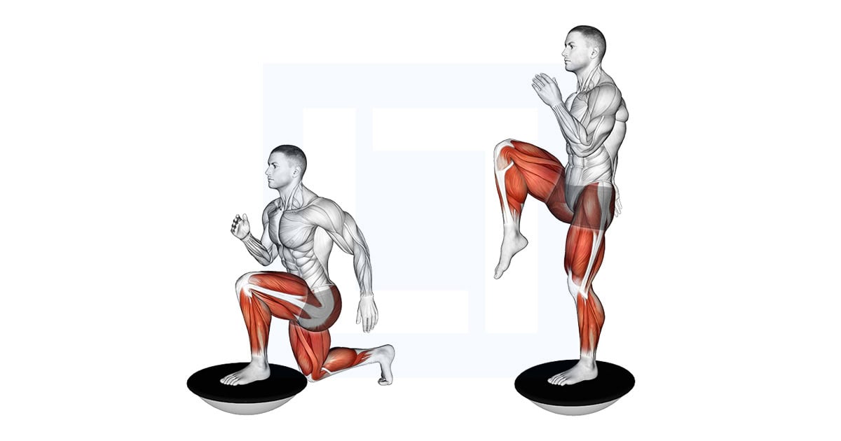 High Knee Lunge on Bosu Ball