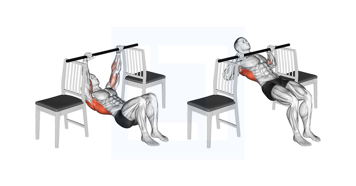 Inverted Row with Bent Knee Between Chairs