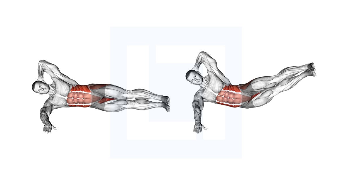 Oblique Crunches with Straight Leg Lift