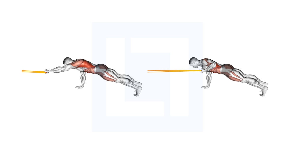 Resistance Band Front Plank with Single Arm Pulldown