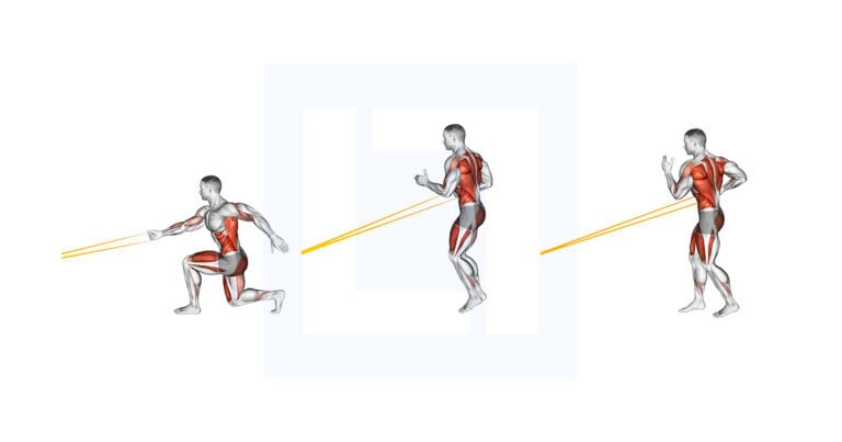 Resistance Band Jump Lunge Single Arm Row