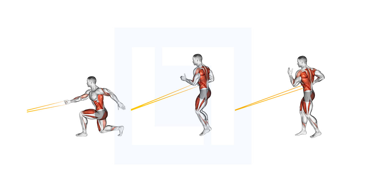Resistance Band Jump Lunge with Single Arm Row