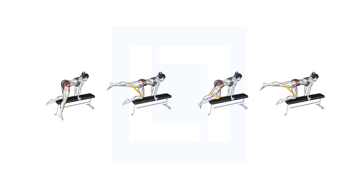 Resistance Band Kneeling Leg Half Circle on Bench