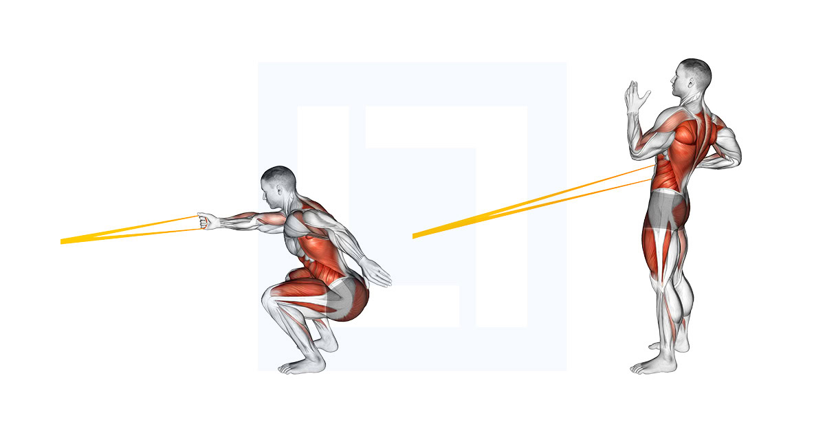 Resistance Band Squat with Single Arm Row