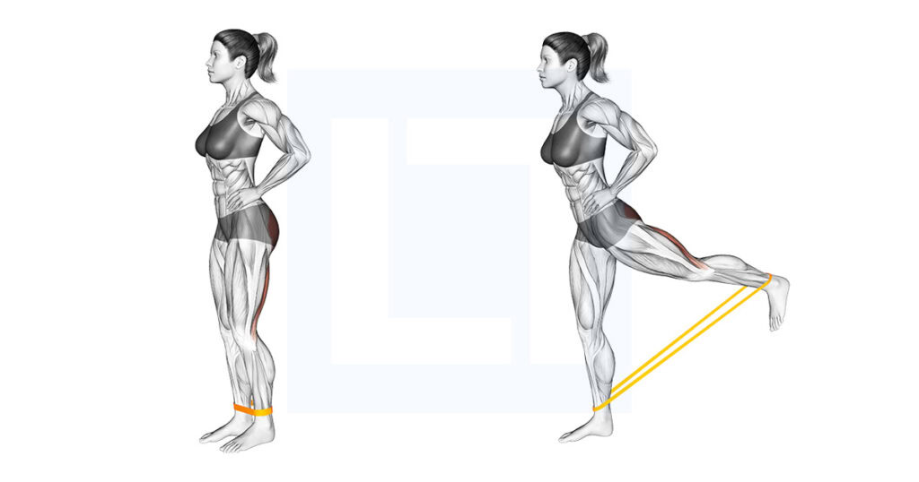 Band Standing Balance Glute Kickback