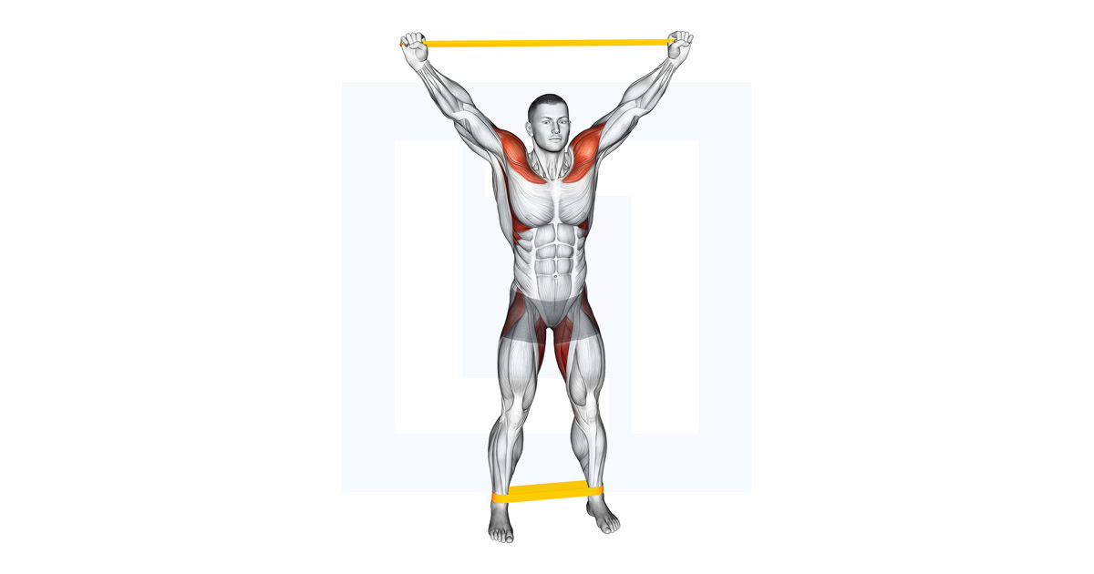 Resistance Band Standing Overhead Warming Up