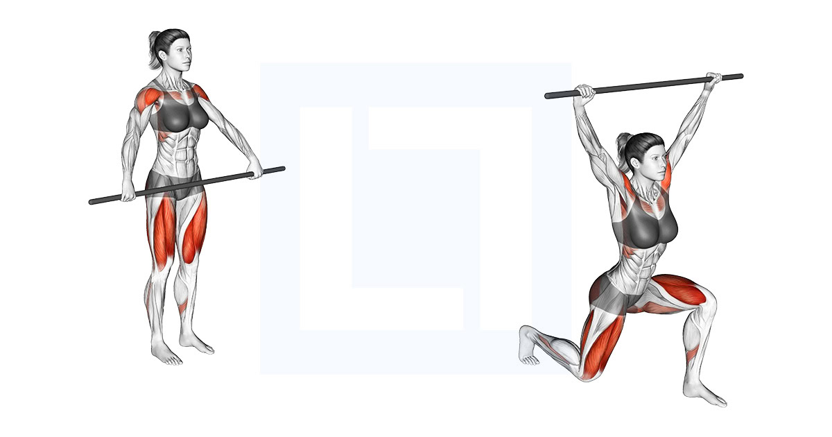 Stick Lunge with Overhead Raise Stretch
