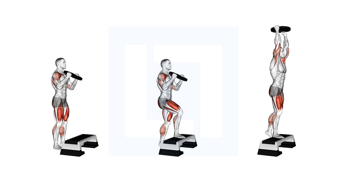 Weighted Overhead Press Step Up