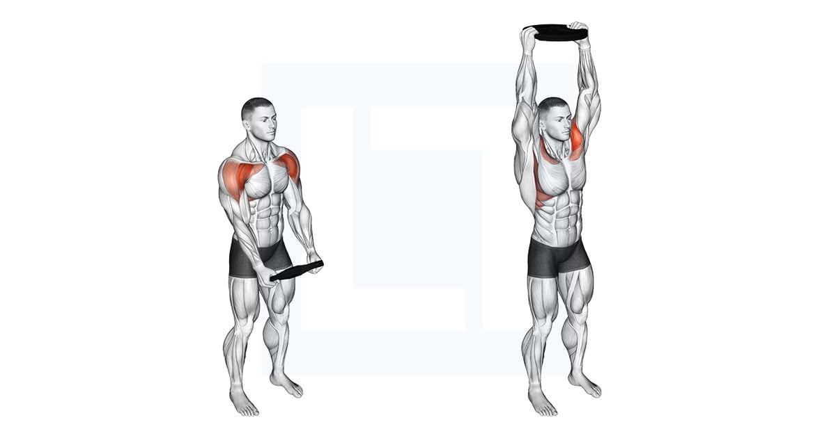 Weighted Plate Standing High Front Raise